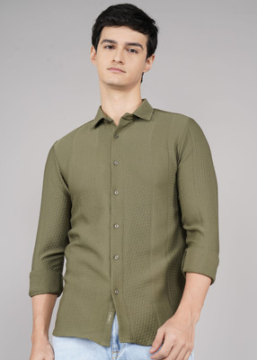 KILLER Men Solid Casual Dark Green Shirt