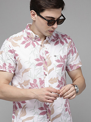 THE BEAR HOUSE Men Printed Casual White Shirt