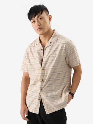 The Souled Store Men Striped Casual Brown Shirt