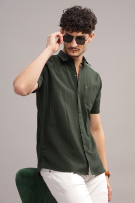 LONDON TRANCE Men Solid Casual Dark Green Shirt