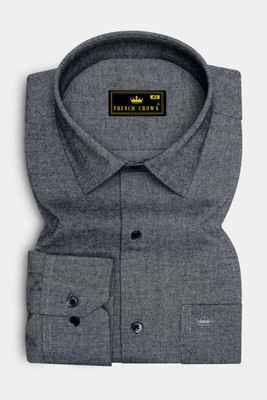 french crown Men Solid Formal Grey Shirt