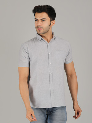 Leemarts Men Self Design Casual Grey Shirt