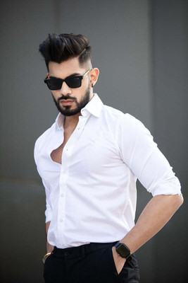 EVIQE Men Solid Casual White Shirt