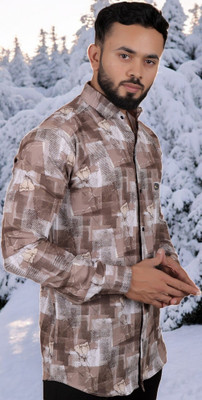 GCFAB Men Checkered Casual Brown Shirt