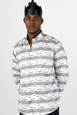 HOC Men Printed Casual Grey, White Shirt