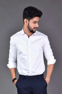 NOIL Men Self Design Casual White Shirt