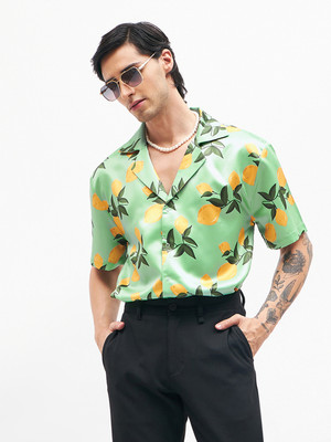MASCLN SASSAFRAS Men Printed Casual Green Shirt
