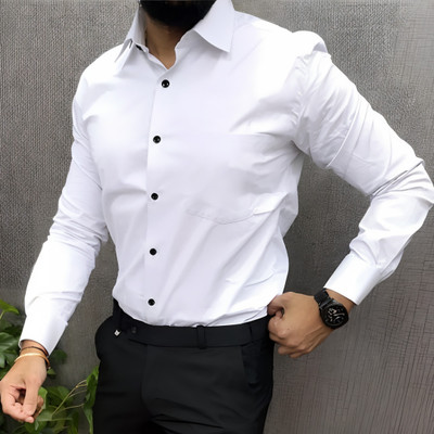 JEMI ENTERPRISE Men Solid Formal White Shirt