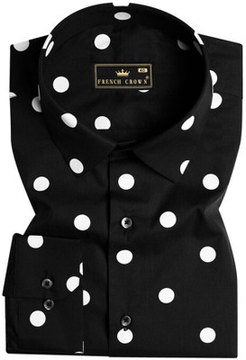 french crown Men Printed Casual Black, White Shirt