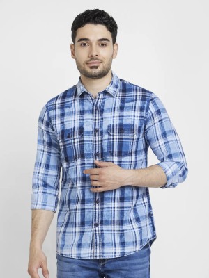 Spykar Men Checkered Casual Blue, Light Blue Shirt