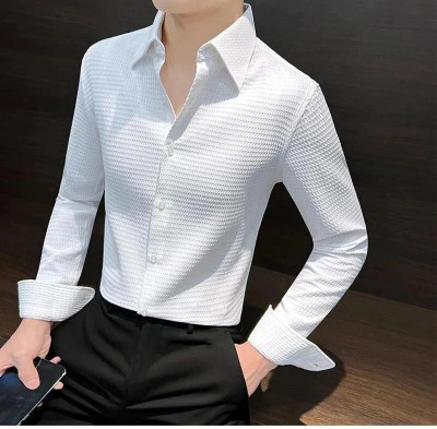 rocefas Men Checkered Casual White Shirt
