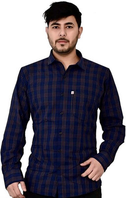 Marc Laurent Men Checkered Casual Blue, Yellow Shirt