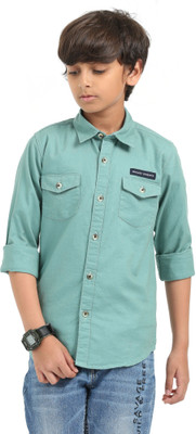 ROCKET SCIENCE Boys Solid Casual Light Green Shirt