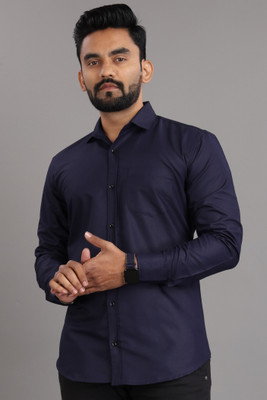 Nofilter Men Solid Formal Dark Blue Shirt