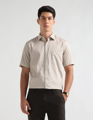 ARROW Men Printed Formal Brown Shirt