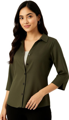 FashiqKairos Women Solid Casual Green Shirt