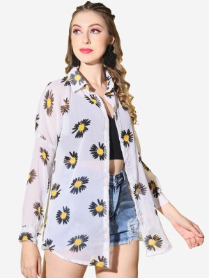 DIMPY GARMENTS Women Printed Casual White Shirt