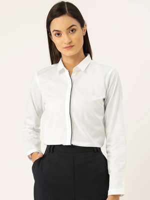 Hancock Women Solid Formal White Shirt