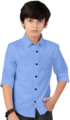 BACARDO Boys Solid Casual Light Blue Shirt