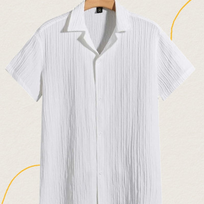 nitafashion Men Solid Casual White Shirt