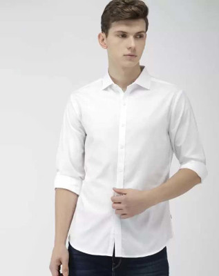 James & Warne Men Solid Casual White Shirt