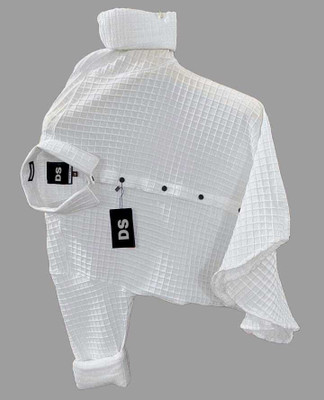 Dharmraj Fashion Men Self Design, Checkered Casual White Shirt