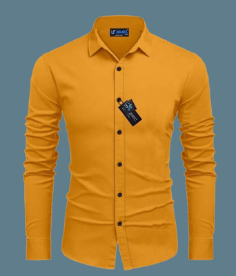 Stellalifestyle Men Solid Casual Orange Shirt
