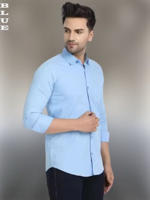 Vishuket Fashion Men Solid Formal Light Blue Shirt