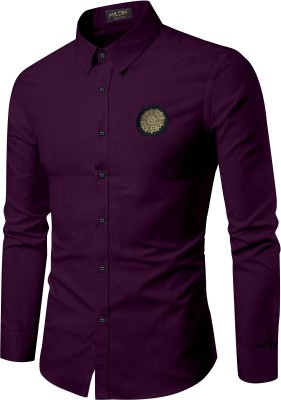 MILDIN Men Solid Casual Purple Shirt