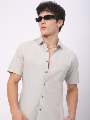 VASTRADO Men Solid Casual Grey Shirt