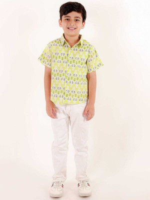 swatifashion Baby Boys Printed Casual Light Green Shirt