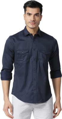 KILLER Men Solid Casual Dark Blue Shirt