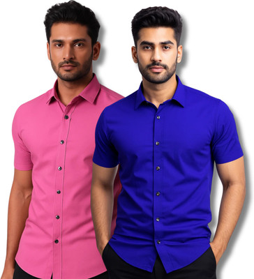 RAREMARK Men Solid Formal Multicolor, Blue Shirt(Pack of 2)