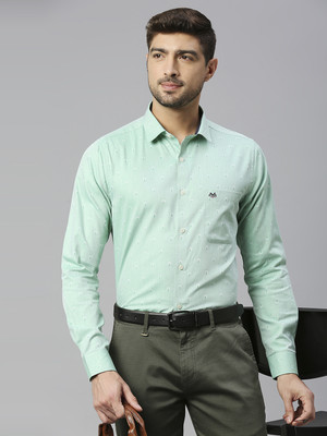 THOMAS SCOTT Men Self Design Formal Light Green Shirt