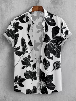 ISUEL FAB Men Floral Print Casual Black Shirt