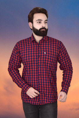 VK WINTER WEAR Men Checkered Casual Red, Blue Shirt