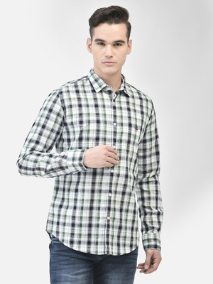 CRIMSOUNE CLUB Men Checkered Casual White Shirt