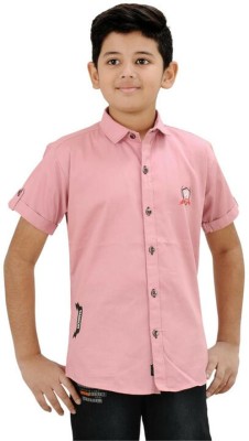 PA'GEANT Boys Solid Casual Pink Shirt