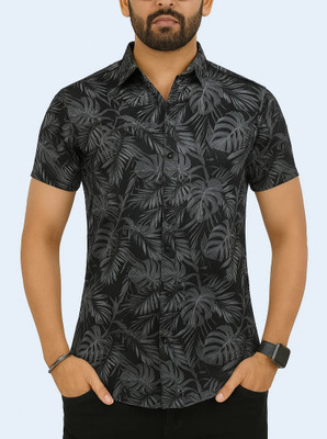 AVOLT Men Printed Casual Black Shirt