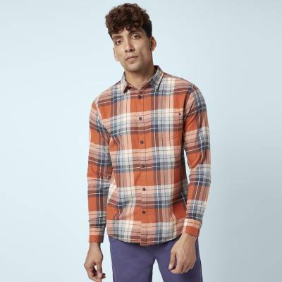 Urban Ranger by Pantaloons Men Checkered Casual Orange Shirt