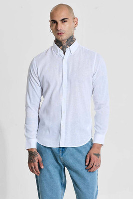 Snitch Men Solid Casual White Shirt