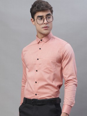 Majestic Man Men Solid Formal Pink Shirt