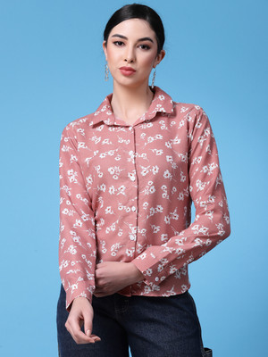 Oomph! Women Floral Print Formal Pink, White, Red Shirt