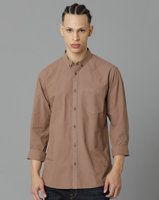 VOI JEANS Men Solid Casual Brown Shirt