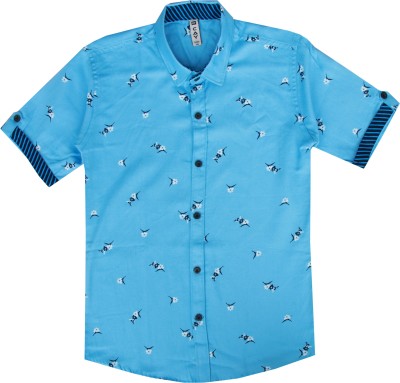Cay Boys Printed Casual Blue Shirt