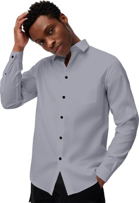 HASINI Fashion Men Solid Formal Grey Shirt