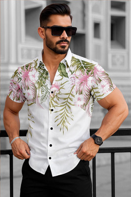 Manamrut Men Floral Print Casual White Shirt