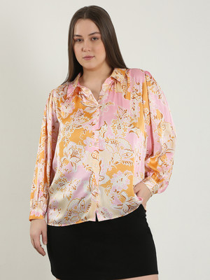 Vero Moda Curve Women Floral Print Casual Pink Shirt