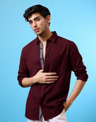 LAXMI TRENDING Men Solid Casual Maroon Shirt