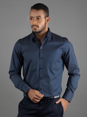 LOUIS STITCH Men Printed Casual Blue Shirt